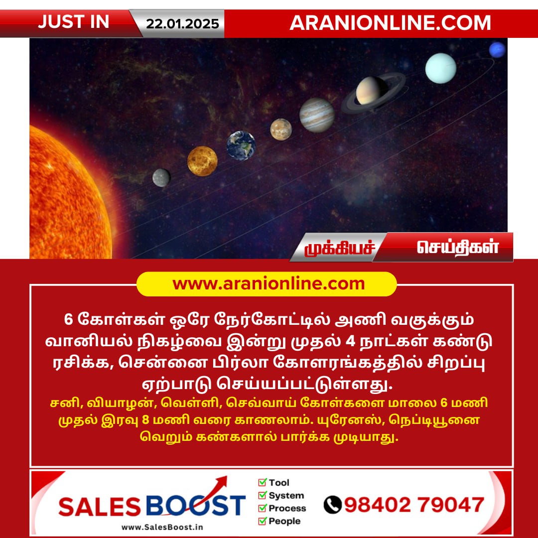 வானியல் அதிசயம் இன்று முதல் 4 நாட்களுக்கு 6 கோள்கள் ஒரே நேர்கோட்டில்!